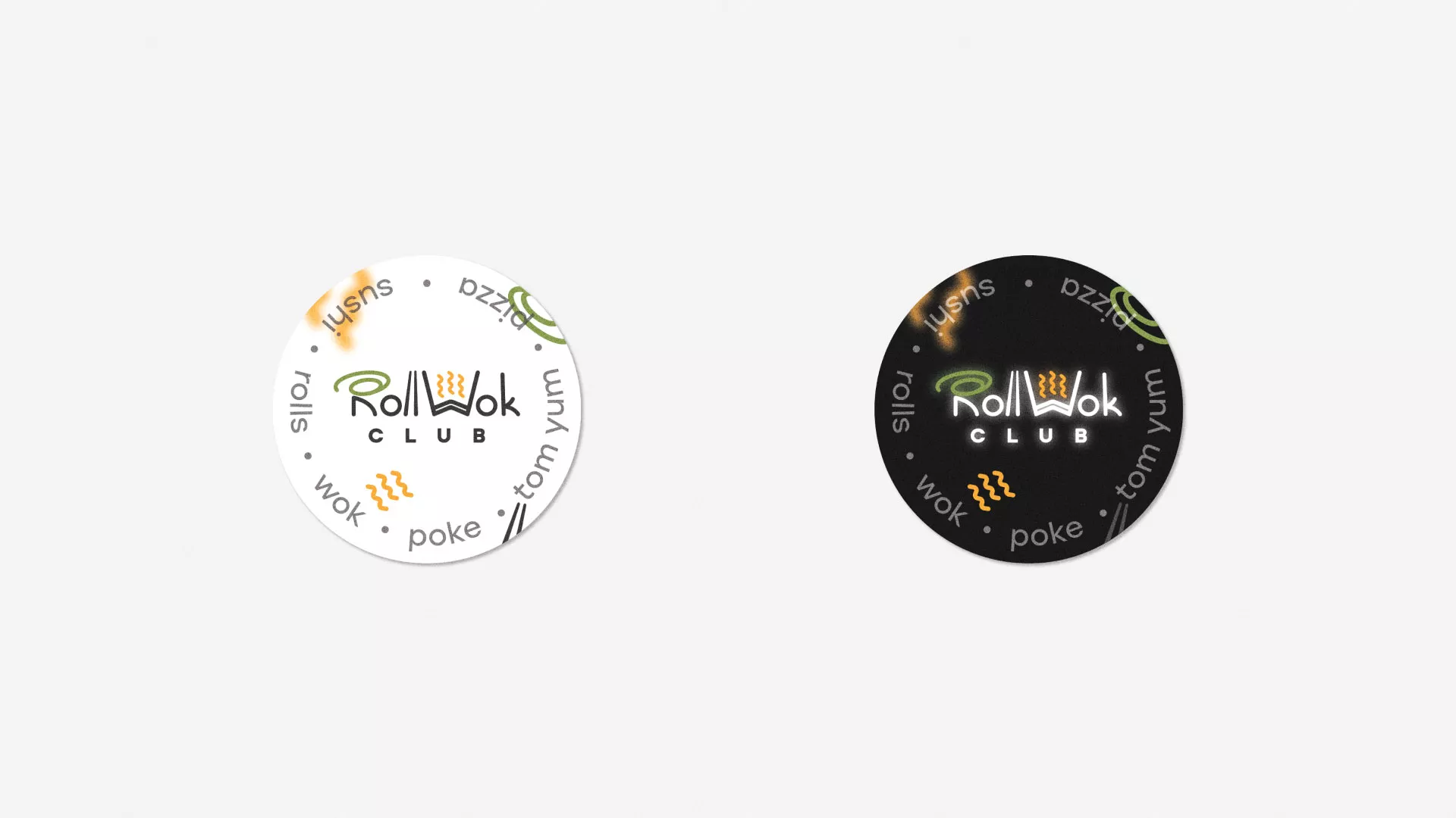 Разработка наклеек для суши-бара «Roll Wok Club» в Усть-Илимске