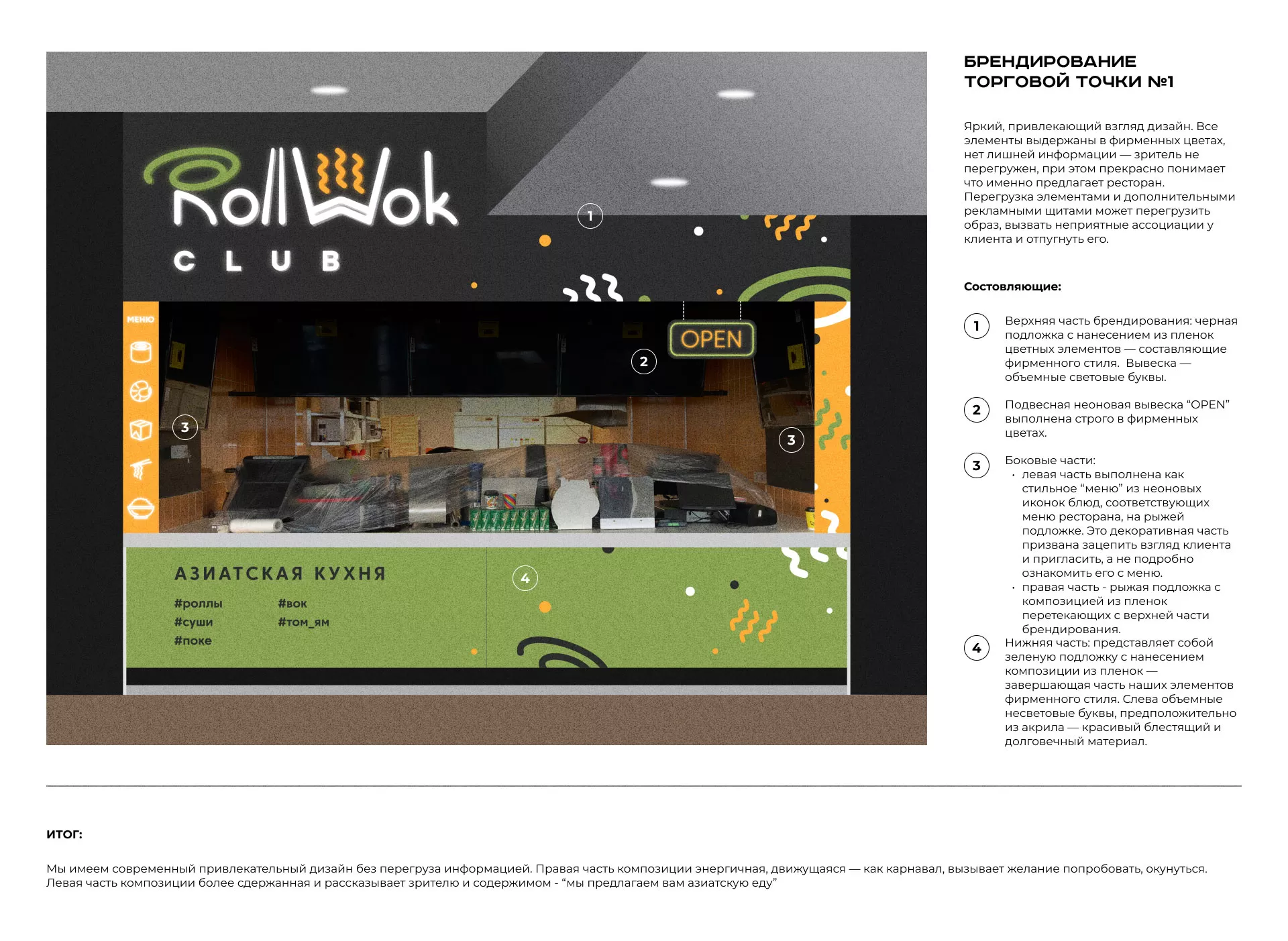 Брендирование торговых точек суши-бара «Roll Wok Club» в Усть-Илимске